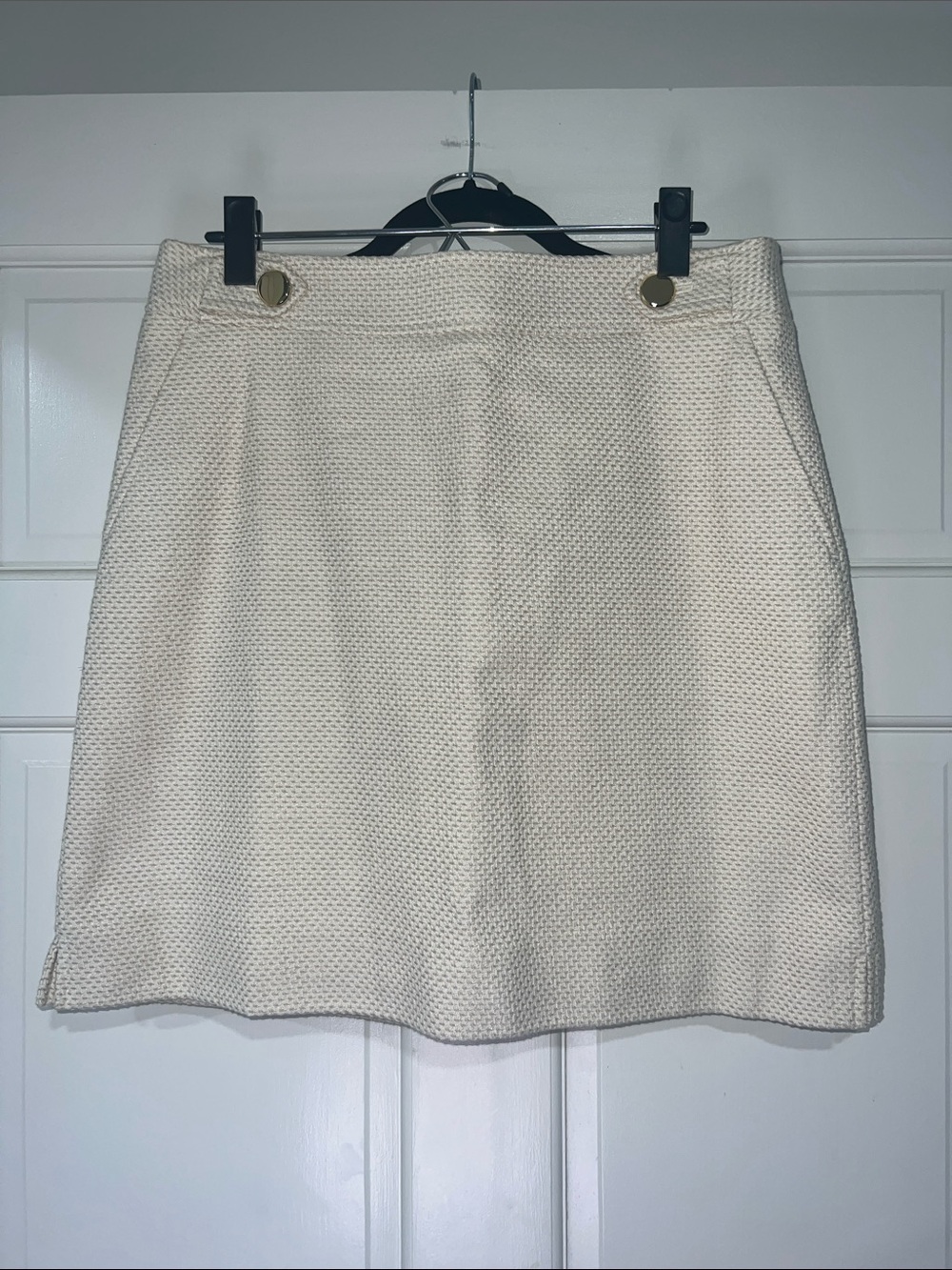 Ann Taylor Cream Mini Skirt with Gold Buttons